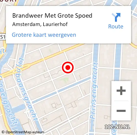 Locatie op kaart van de 112 melding: Brandweer Met Grote Spoed Naar Amsterdam, Laurierhof op 24 mei 2018 18:50