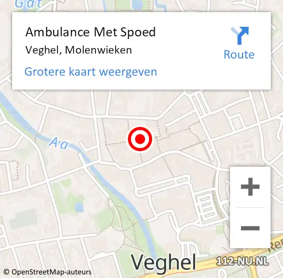 Locatie op kaart van de 112 melding: Ambulance Met Spoed Naar Veghel, Molenwieken op 24 mei 2018 19:18