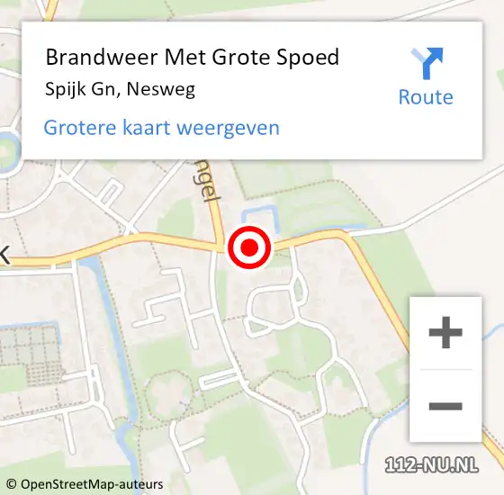 Locatie op kaart van de 112 melding: Brandweer Met Grote Spoed Naar Spijk Gn, Nesweg op 24 mei 2018 19:31