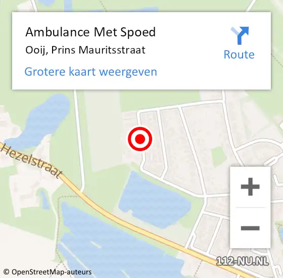 Locatie op kaart van de 112 melding: Ambulance Met Spoed Naar Ooij, Prins Mauritsstraat op 24 mei 2018 19:49