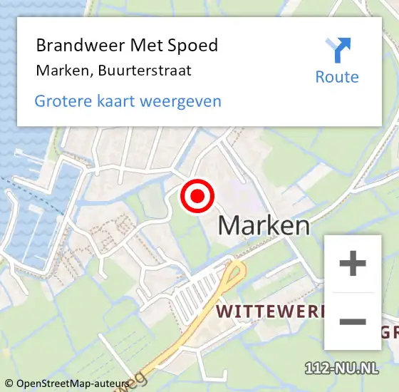 Locatie op kaart van de 112 melding: Brandweer Met Spoed Naar Marken, Buurterstraat op 24 mei 2018 20:09