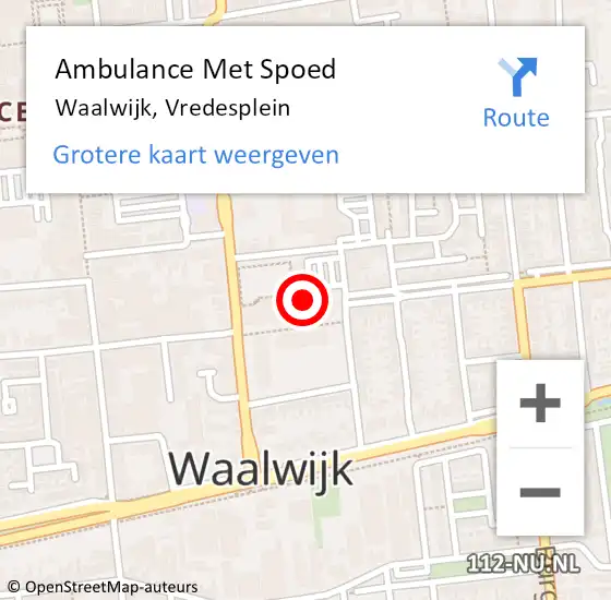Locatie op kaart van de 112 melding: Ambulance Met Spoed Naar Waalwijk, Vredesplein op 24 mei 2018 20:09