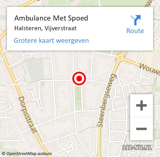 Locatie op kaart van de 112 melding: Ambulance Met Spoed Naar Halsteren, Vijverstraat op 24 mei 2018 21:48