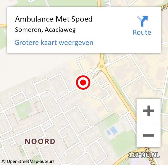 Locatie op kaart van de 112 melding: Ambulance Met Spoed Naar Someren, Acaciaweg op 24 mei 2018 22:07