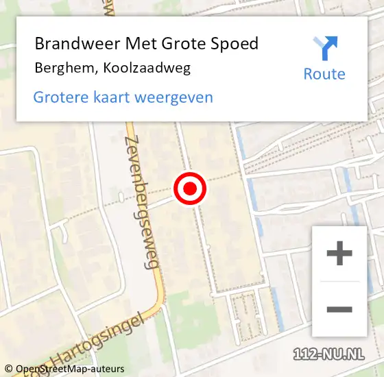 Locatie op kaart van de 112 melding: Brandweer Met Grote Spoed Naar Berghem, Koolzaadweg op 24 mei 2018 22:35