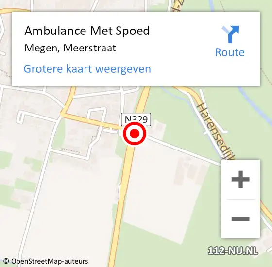 Locatie op kaart van de 112 melding: Ambulance Met Spoed Naar Megen, Meerstraat op 24 mei 2018 23:46