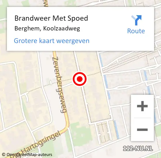 Locatie op kaart van de 112 melding: Brandweer Met Spoed Naar Berghem, Koolzaadweg op 25 mei 2018 00:23