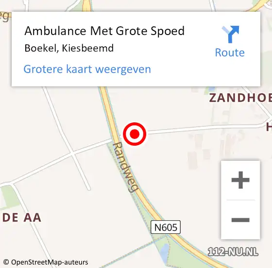 Locatie op kaart van de 112 melding: Ambulance Met Grote Spoed Naar Boekel, Kiesbeemd op 25 mei 2018 00:39