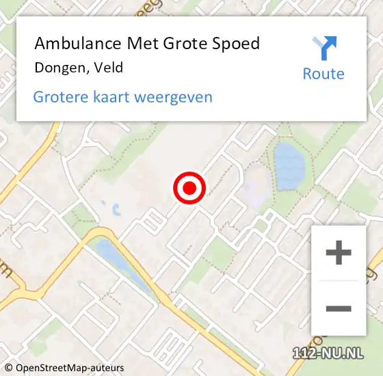 Locatie op kaart van de 112 melding: Ambulance Met Grote Spoed Naar Dongen, Veld op 25 mei 2018 01:24