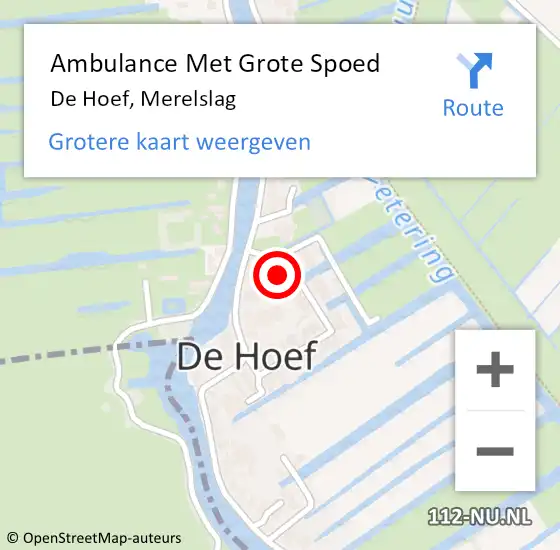 Locatie op kaart van de 112 melding: Ambulance Met Grote Spoed Naar De Hoef, Merelslag op 25 mei 2018 01:35