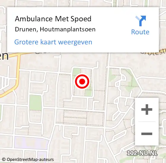 Locatie op kaart van de 112 melding: Ambulance Met Spoed Naar Drunen, Houtmanplantsoen op 25 mei 2018 01:41