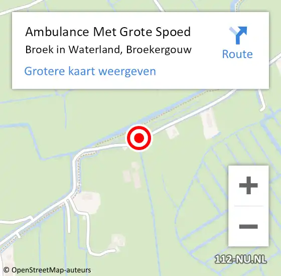 Locatie op kaart van de 112 melding: Ambulance Met Grote Spoed Naar Broek in Waterland, Broekergouw op 25 mei 2018 02:54
