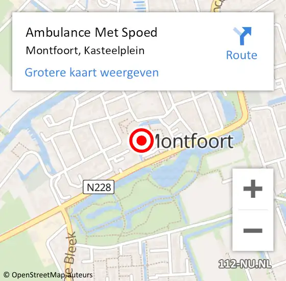 Locatie op kaart van de 112 melding: Ambulance Met Spoed Naar Montfoort, Kasteelplein op 25 mei 2018 05:17