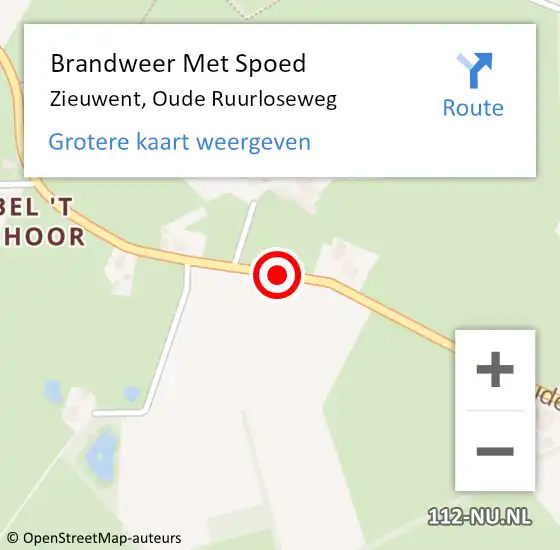 Locatie op kaart van de 112 melding: Brandweer Met Spoed Naar Zieuwent, Oude Ruurloseweg op 25 mei 2018 05:54