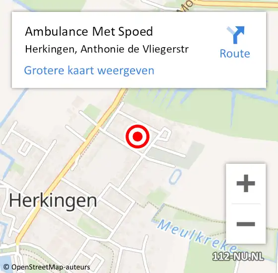 Locatie op kaart van de 112 melding: Ambulance Met Spoed Naar Herkingen, Anthonie De Vliegerstr op 25 mei 2018 07:18