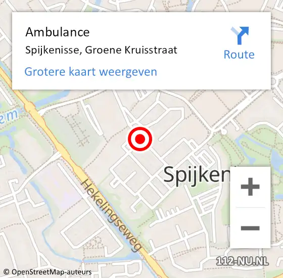 Locatie op kaart van de 112 melding: Ambulance Spijkenisse, Groene Kruisstraat op 25 mei 2018 07:42