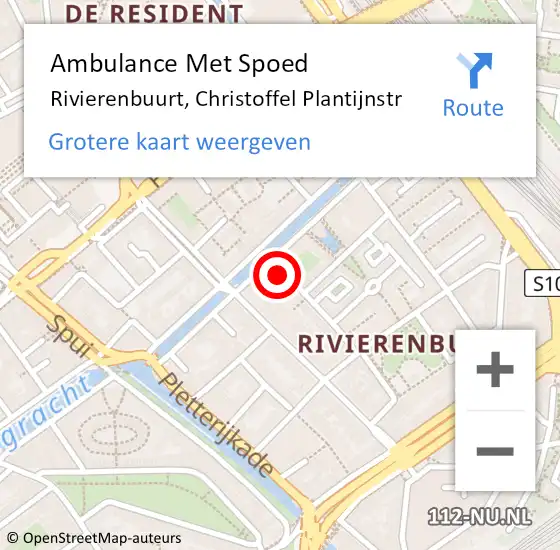 Locatie op kaart van de 112 melding: Ambulance Met Spoed Naar Rivierenbuurt, Christoffel Plantijnstr op 25 februari 2014 15:20