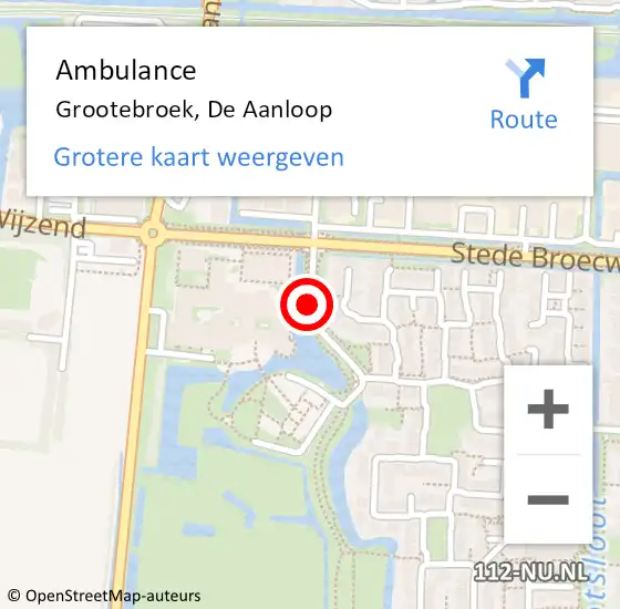 Locatie op kaart van de 112 melding: Ambulance Grootebroek, De Aanloop op 25 mei 2018 08:25