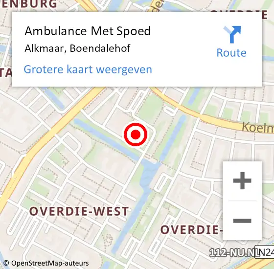 Locatie op kaart van de 112 melding: Ambulance Met Spoed Naar Alkmaar, Boendalehof op 25 mei 2018 08:47