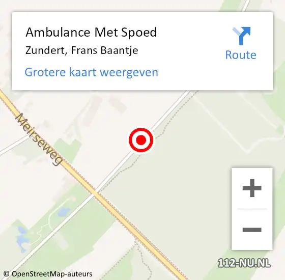 Locatie op kaart van de 112 melding: Ambulance Met Spoed Naar Zundert, Frans Baantje op 25 mei 2018 09:30