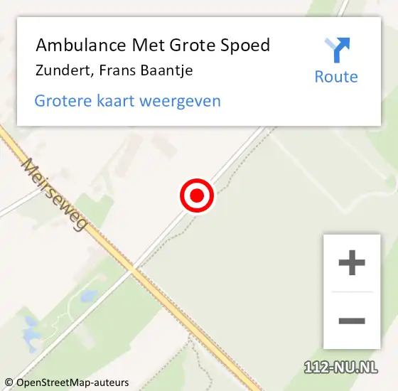 Locatie op kaart van de 112 melding: Ambulance Met Grote Spoed Naar Zundert, Frans Baantje op 25 mei 2018 09:31