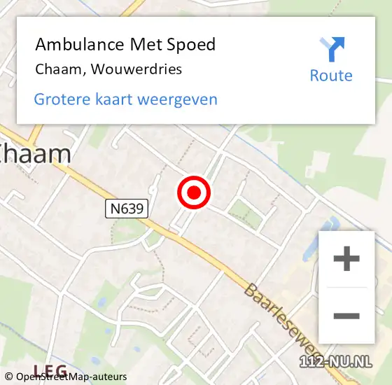 Locatie op kaart van de 112 melding: Ambulance Met Spoed Naar Chaam, Wouwerdries op 25 mei 2018 09:48
