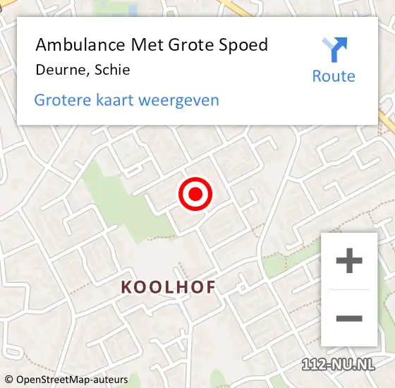 Locatie op kaart van de 112 melding: Ambulance Met Grote Spoed Naar Deurne, Schie op 25 mei 2018 09:54