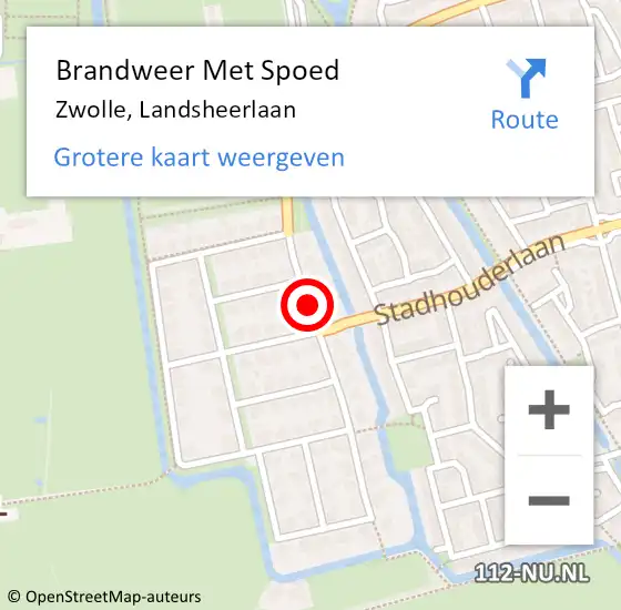 Locatie op kaart van de 112 melding: Brandweer Met Spoed Naar Zwolle, Landsheerlaan op 25 mei 2018 10:57