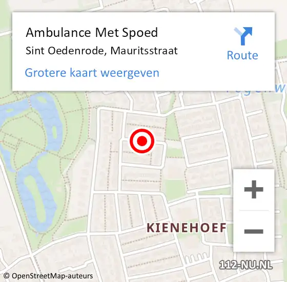 Locatie op kaart van de 112 melding: Ambulance Met Spoed Naar Sint Oedenrode, Mauritsstraat op 25 mei 2018 11:22