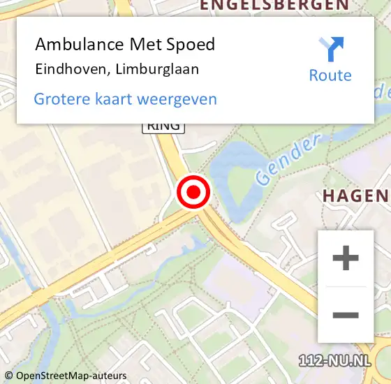 Locatie op kaart van de 112 melding: Ambulance Met Spoed Naar Eindhoven, Limburglaan op 25 mei 2018 11:57