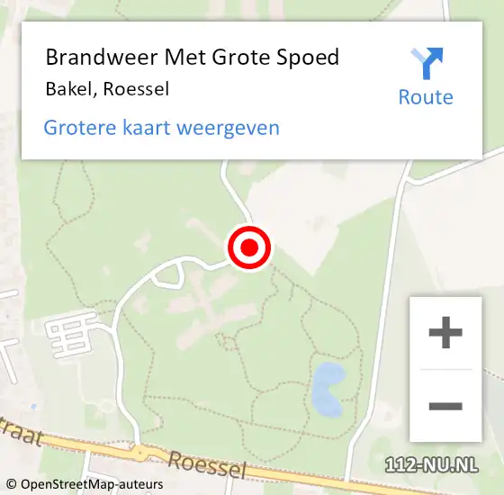 Locatie op kaart van de 112 melding: Brandweer Met Grote Spoed Naar Bakel, Roessel op 25 mei 2018 13:12