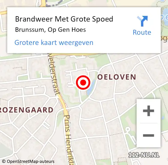 Locatie op kaart van de 112 melding: Brandweer Met Grote Spoed Naar Brunssum, Op Gen Hoes op 25 mei 2018 13:24