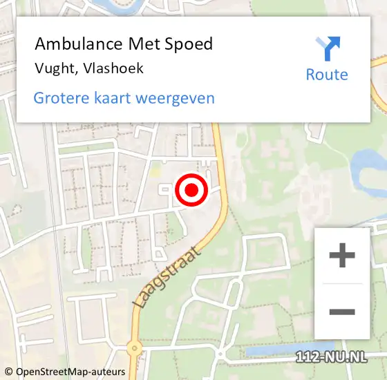 Locatie op kaart van de 112 melding: Ambulance Met Spoed Naar Vught, Vlashoek op 25 mei 2018 13:31
