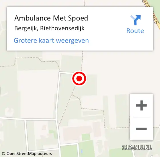 Locatie op kaart van de 112 melding: Ambulance Met Spoed Naar Bergeijk, Riethovensedijk op 25 mei 2018 14:28