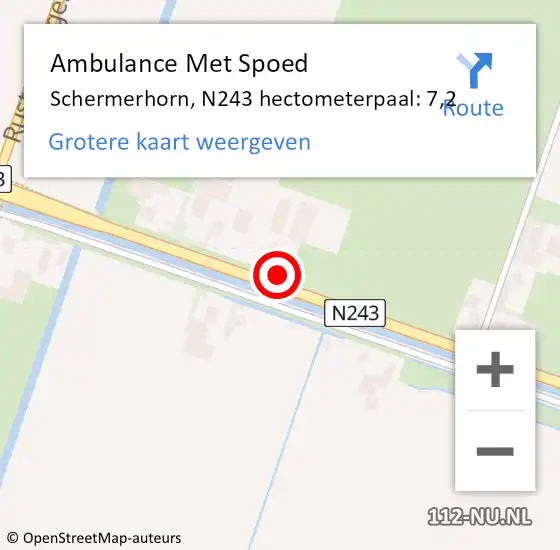 Locatie op kaart van de 112 melding: Ambulance Met Spoed Naar Schermerhorn, N243 hectometerpaal: 7,9 op 25 mei 2018 14:45