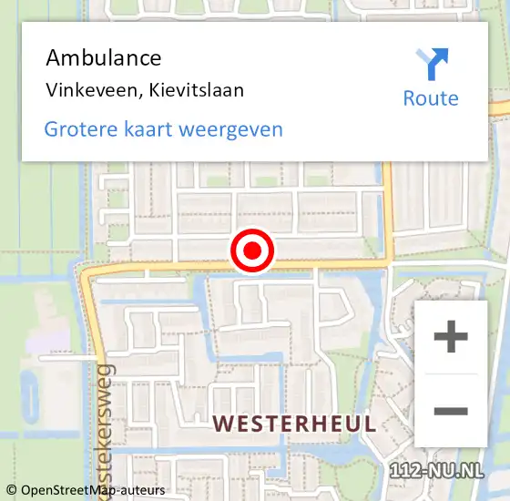 Locatie op kaart van de 112 melding: Ambulance Vinkeveen, Kievitslaan op 25 mei 2018 14:48