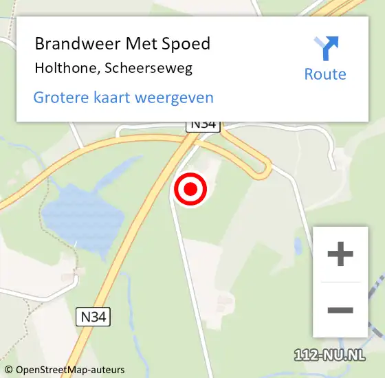 Locatie op kaart van de 112 melding: Brandweer Met Spoed Naar Holthone, Scheerseweg op 25 februari 2014 16:07