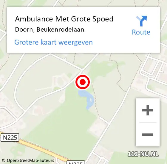 Locatie op kaart van de 112 melding: Ambulance Met Grote Spoed Naar Doorn, Beukenrodelaan op 25 mei 2018 15:42