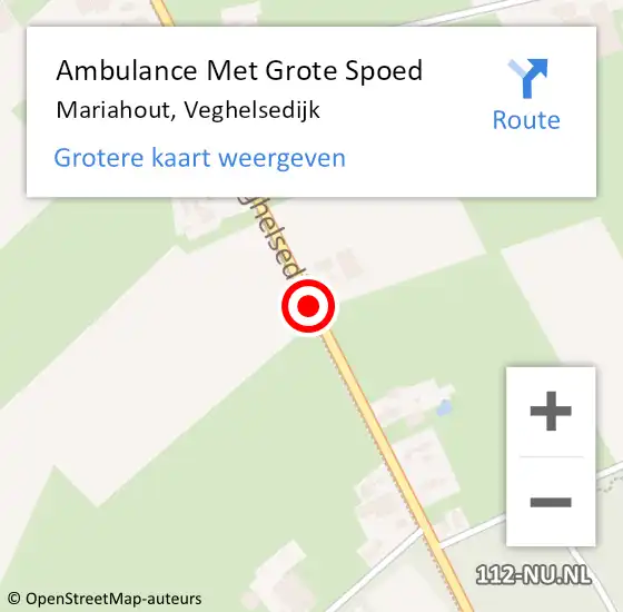 Locatie op kaart van de 112 melding: Ambulance Met Grote Spoed Naar Mariahout, Veghelsedijk op 25 mei 2018 15:51