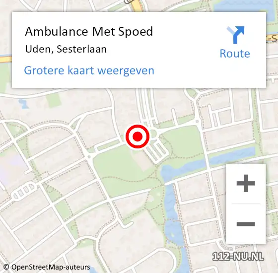 Locatie op kaart van de 112 melding: Ambulance Met Spoed Naar Uden, Sesterlaan op 25 mei 2018 16:03