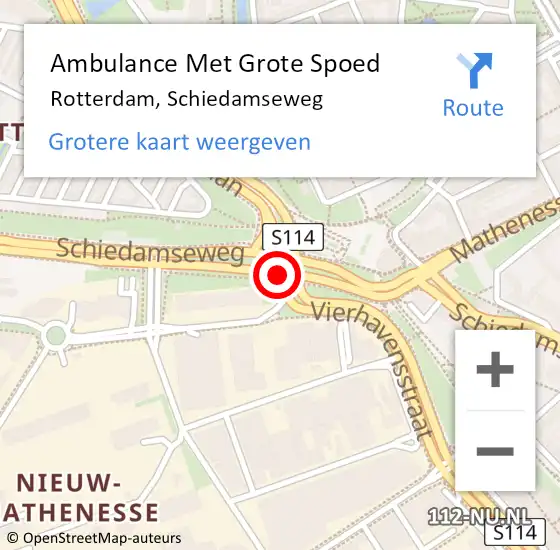 Locatie op kaart van de 112 melding: Ambulance Met Grote Spoed Naar Rotterdam, Schiedamseweg op 25 mei 2018 16:15