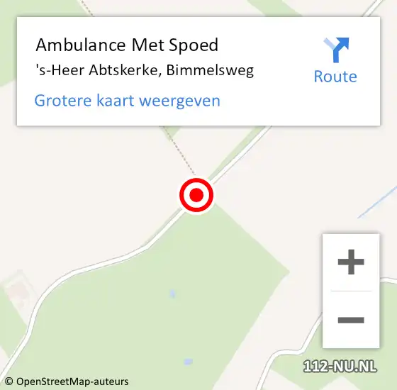 Locatie op kaart van de 112 melding: Ambulance Met Spoed Naar 's-Heer Abtskerke, Bimmelsweg op 25 mei 2018 17:07