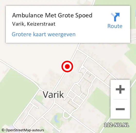 Locatie op kaart van de 112 melding: Ambulance Met Grote Spoed Naar Varik, Keizerstraat op 25 mei 2018 17:30