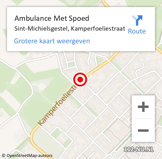 Locatie op kaart van de 112 melding: Ambulance Met Spoed Naar Sint-Michielsgestel, Kamperfoeliestraat op 25 mei 2018 17:36