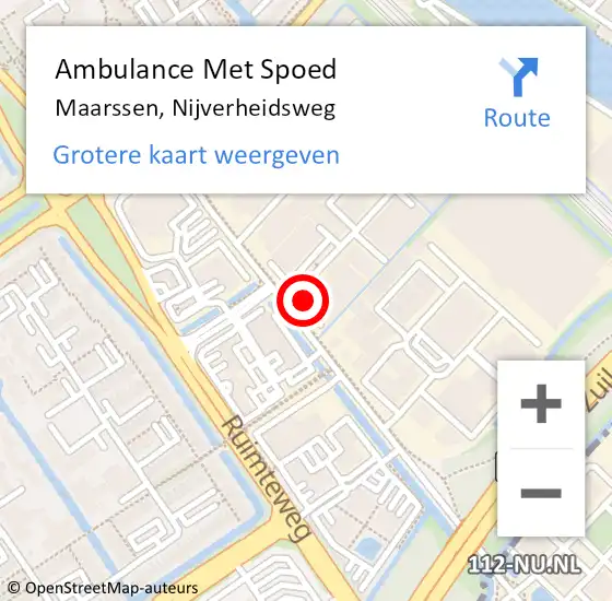 Locatie op kaart van de 112 melding: Ambulance Met Spoed Naar Maarssen, Nijverheidsweg op 25 mei 2018 17:44