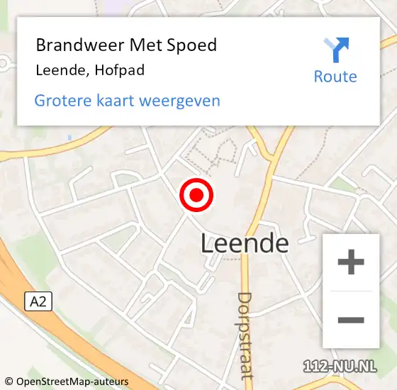 Locatie op kaart van de 112 melding: Brandweer Met Spoed Naar Leende, Hofpad op 25 mei 2018 17:50