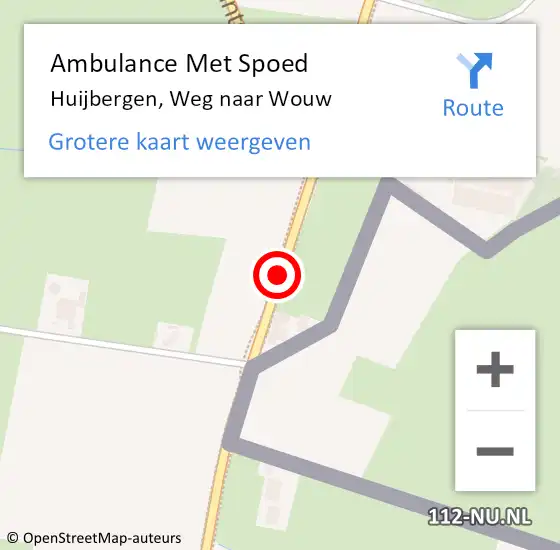 Locatie op kaart van de 112 melding: Ambulance Met Spoed Naar Huijbergen, Weg naar Wouw op 25 mei 2018 18:07