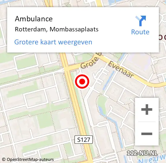 Locatie op kaart van de 112 melding: Ambulance Rotterdam, Mombassaplaats op 25 mei 2018 18:11