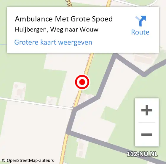Locatie op kaart van de 112 melding: Ambulance Met Grote Spoed Naar Huijbergen, Weg naar Wouw op 25 mei 2018 18:28