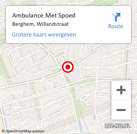 Locatie op kaart van de 112 melding: Ambulance Met Spoed Naar Berghem, Willandstraat op 25 mei 2018 19:48